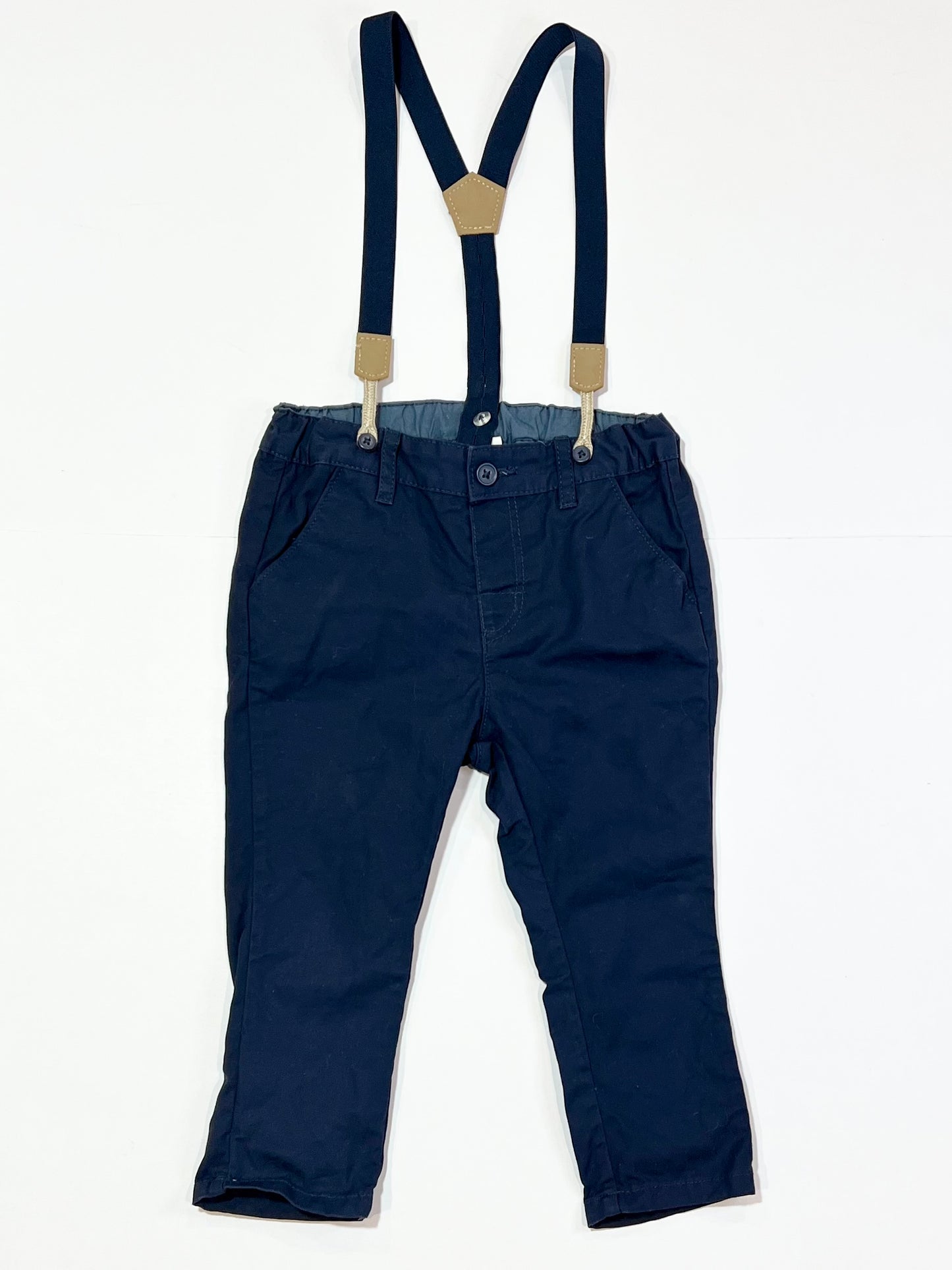 Navy suspender pants - Size 2