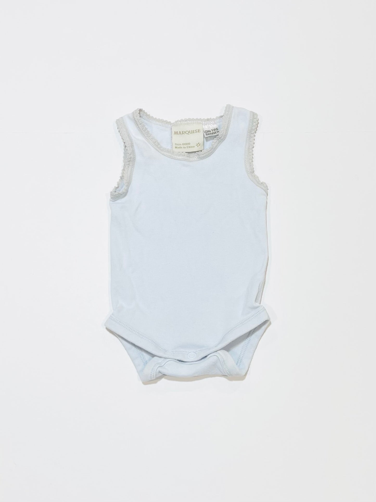 Blue lace trim bodysuit - Size 0000