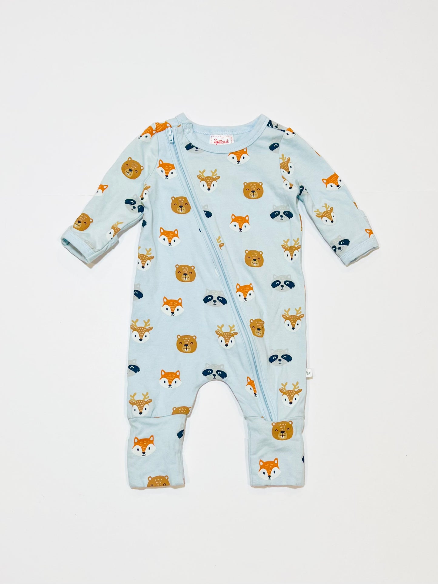 Blue animal zip onesie - Size 0000