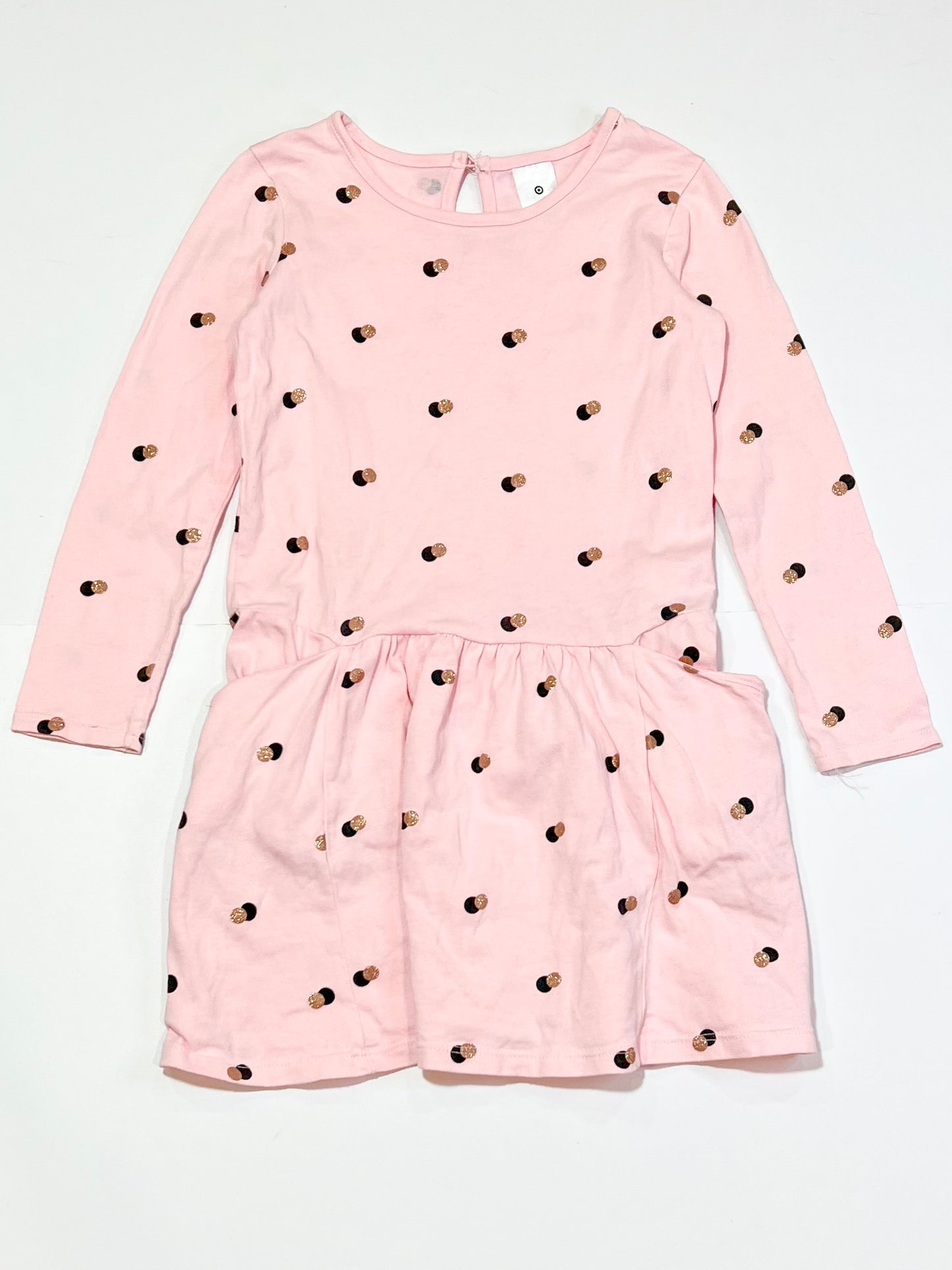Pink spot jersey dress - Size 4