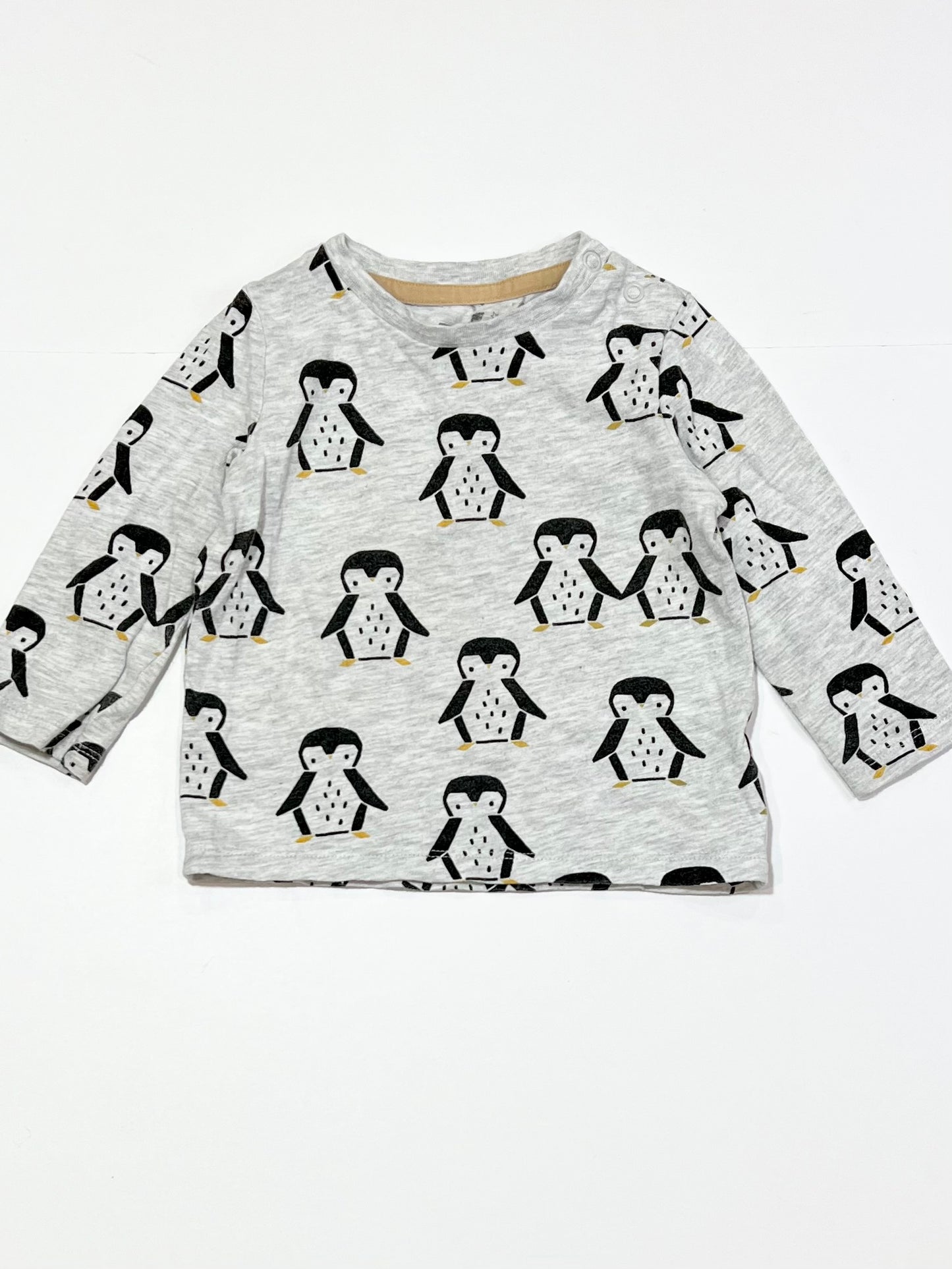 Grey penguins top - Size 6-9 months