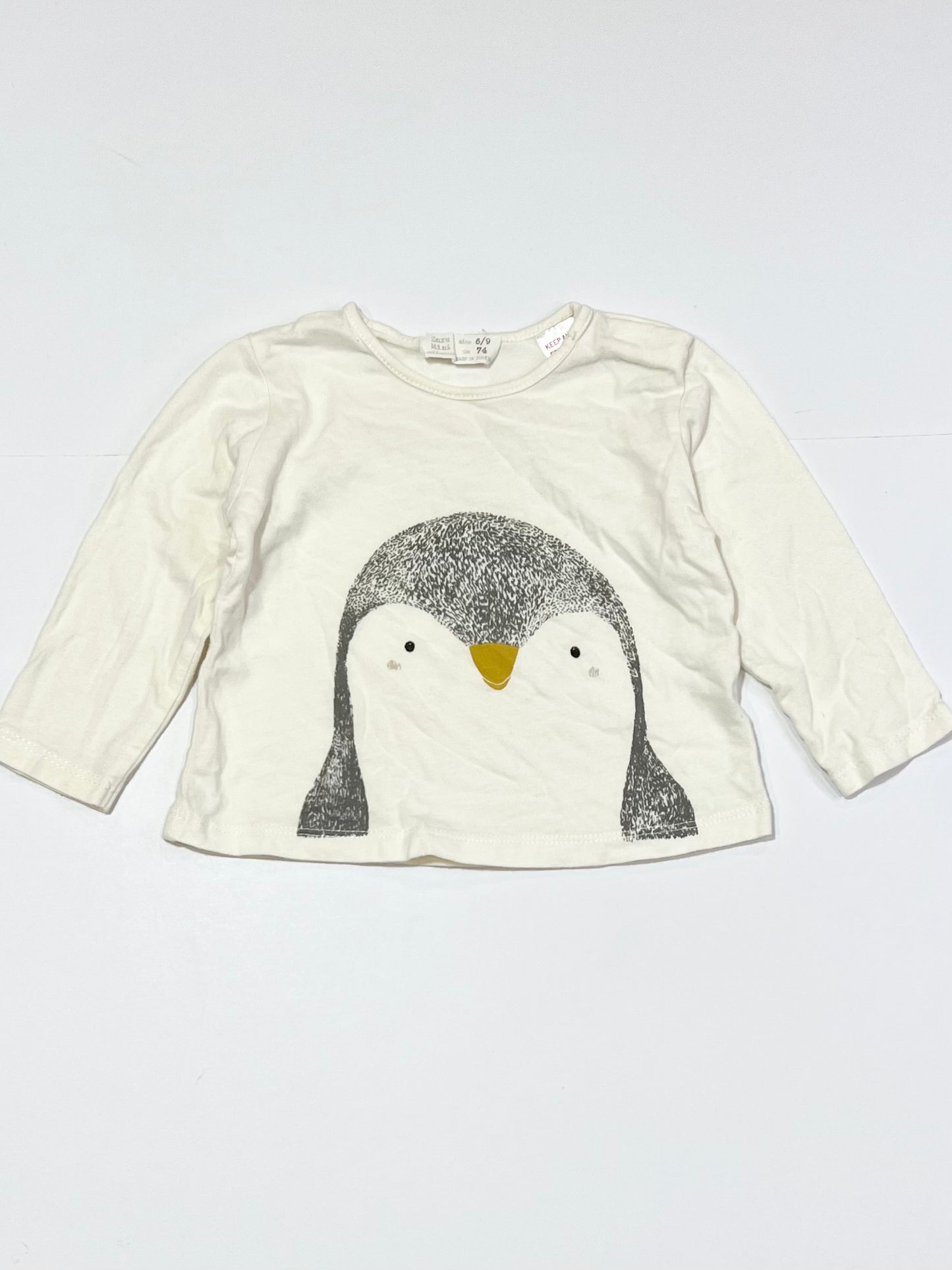 White penguin top - Size 6-9 months