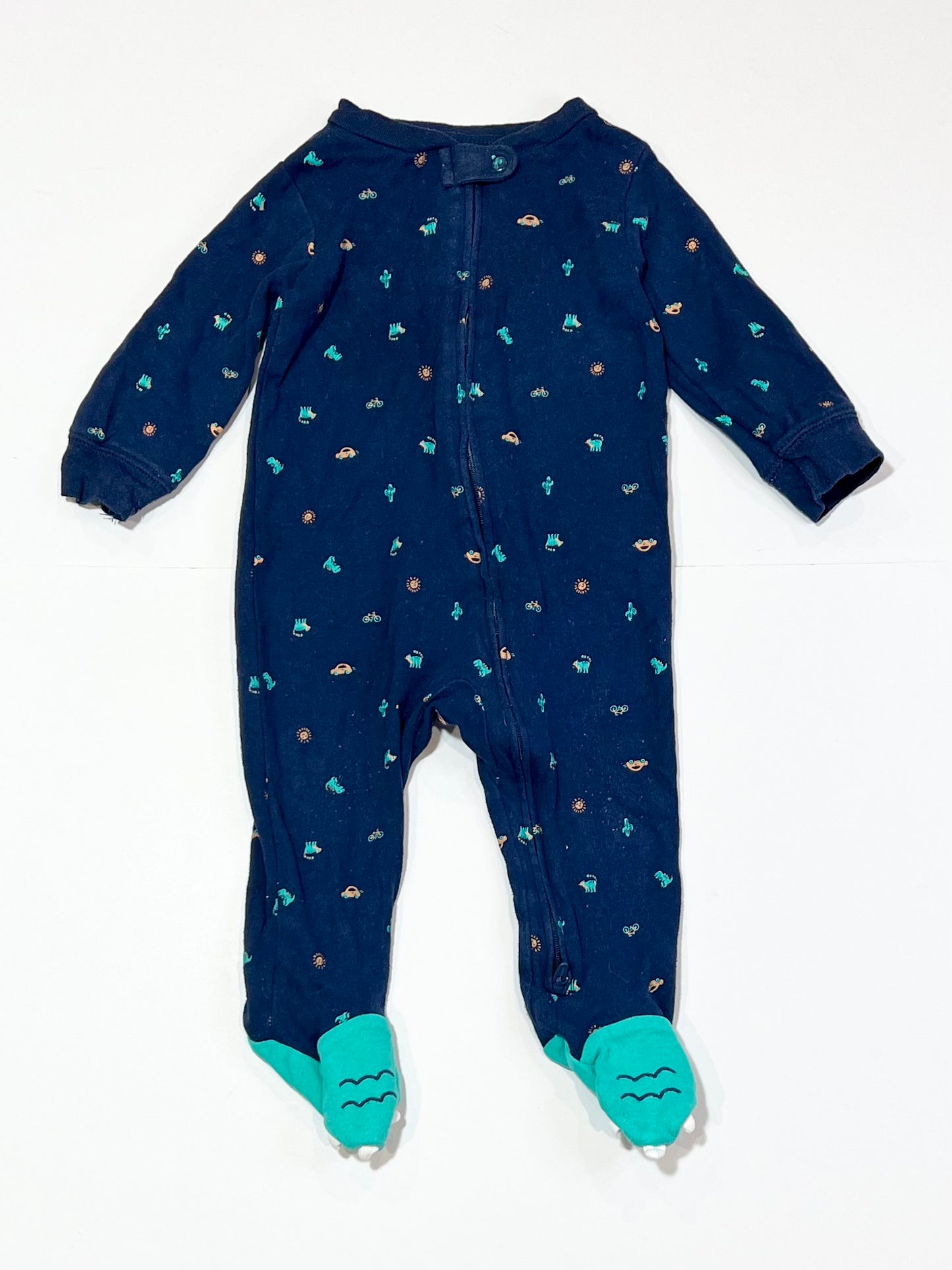 Navy zip onesie - Size 6-9 months