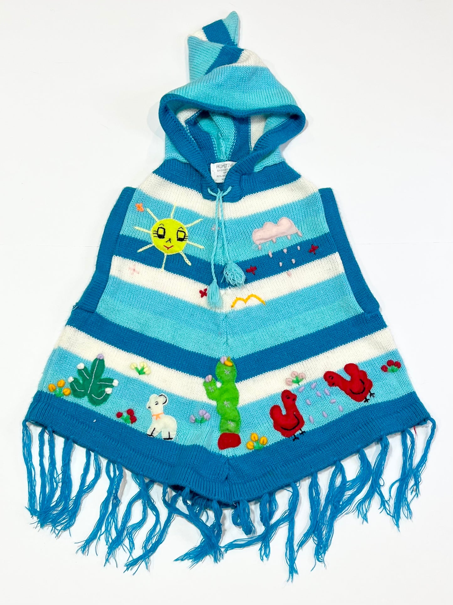 Blue knit poncho - Size 2