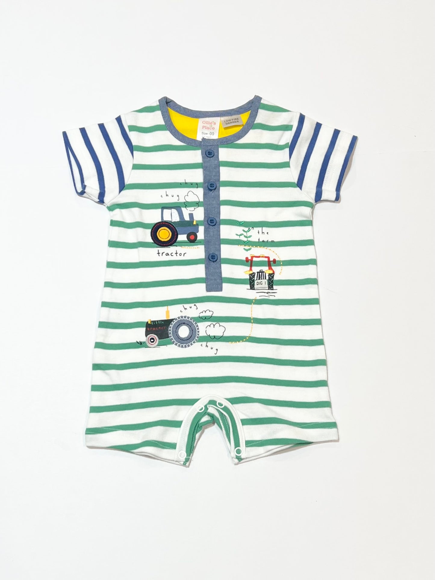 Striped tractor romper - Size 00