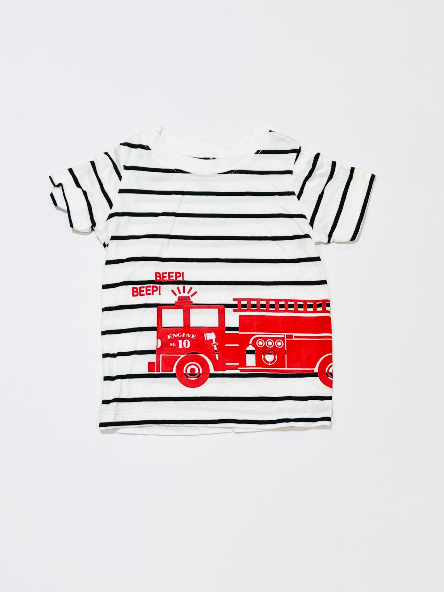 Striped fire truck tee - Size 0