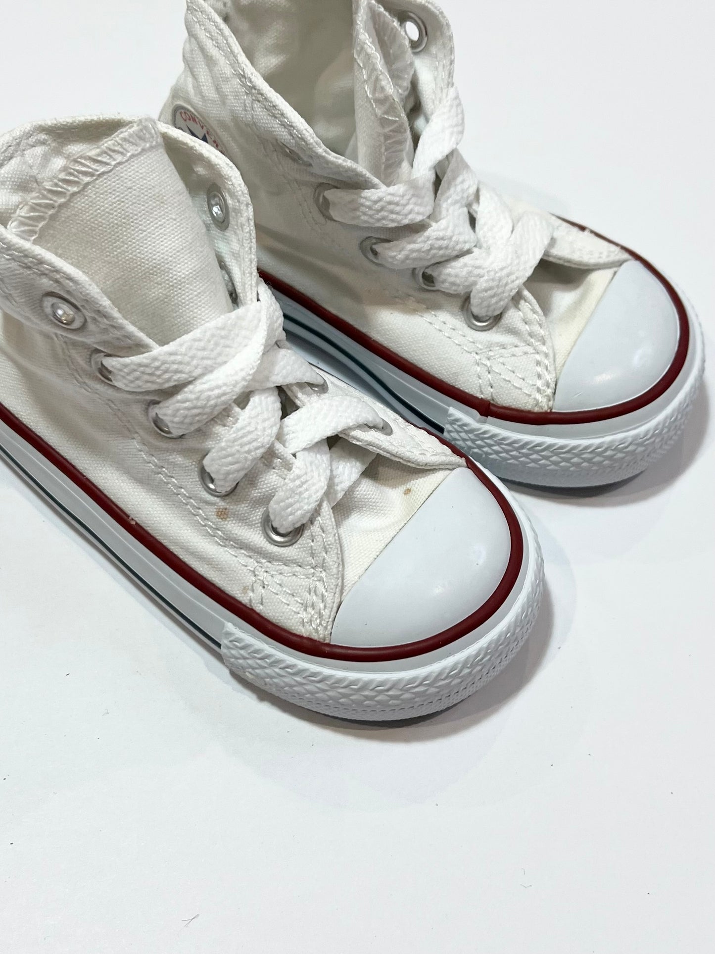 White hi-top Chuck Taylors - Size US5
