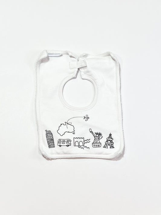 White travel icons bib - One size