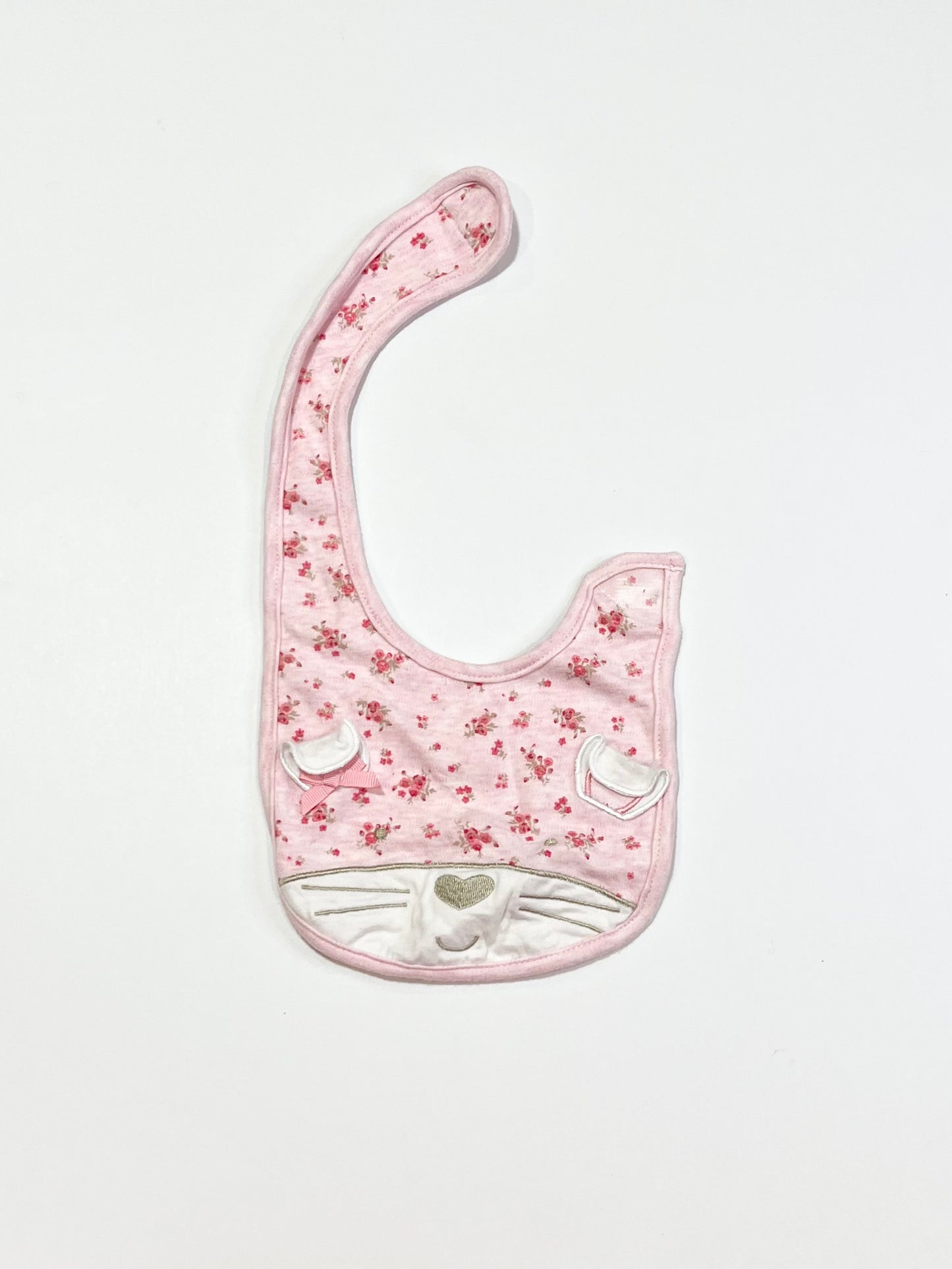 Pink cat bib - Size 0-3 months