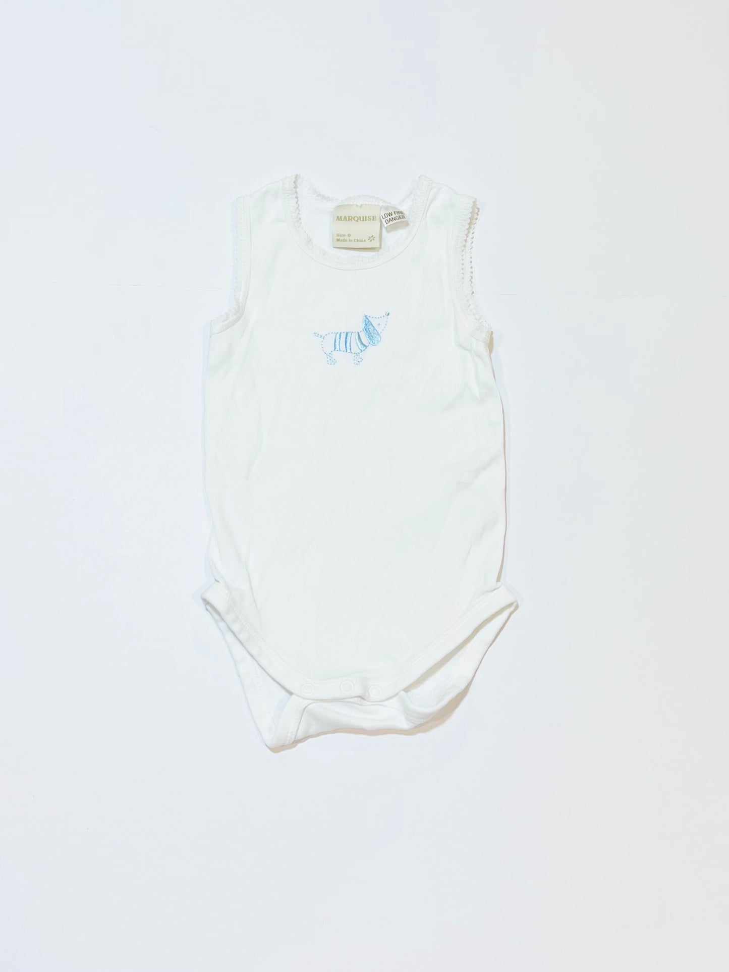 Lace trim puppy bodysuit - Size 0