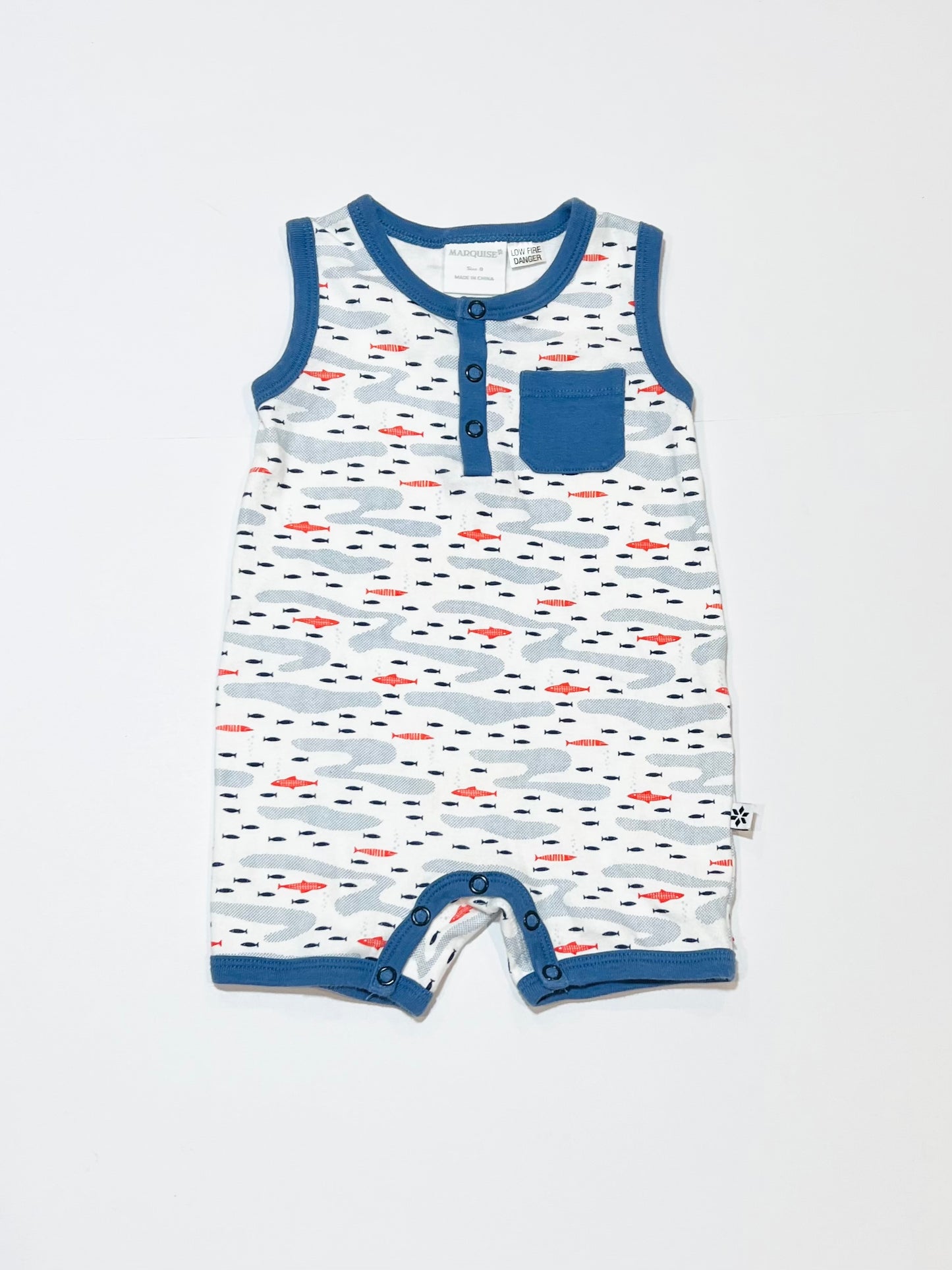 Blue fish romper - Size 0