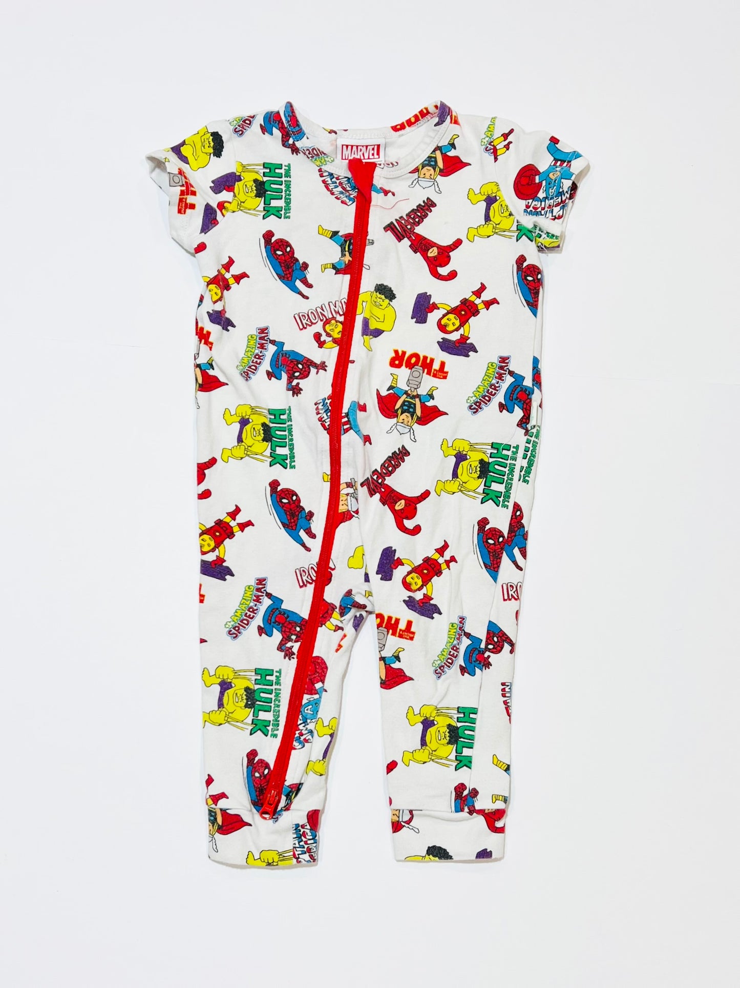 Marvel zip romper - Size 0