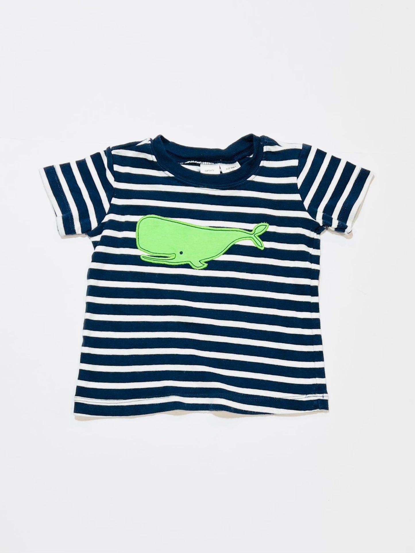 Striped whale tee - Size 1