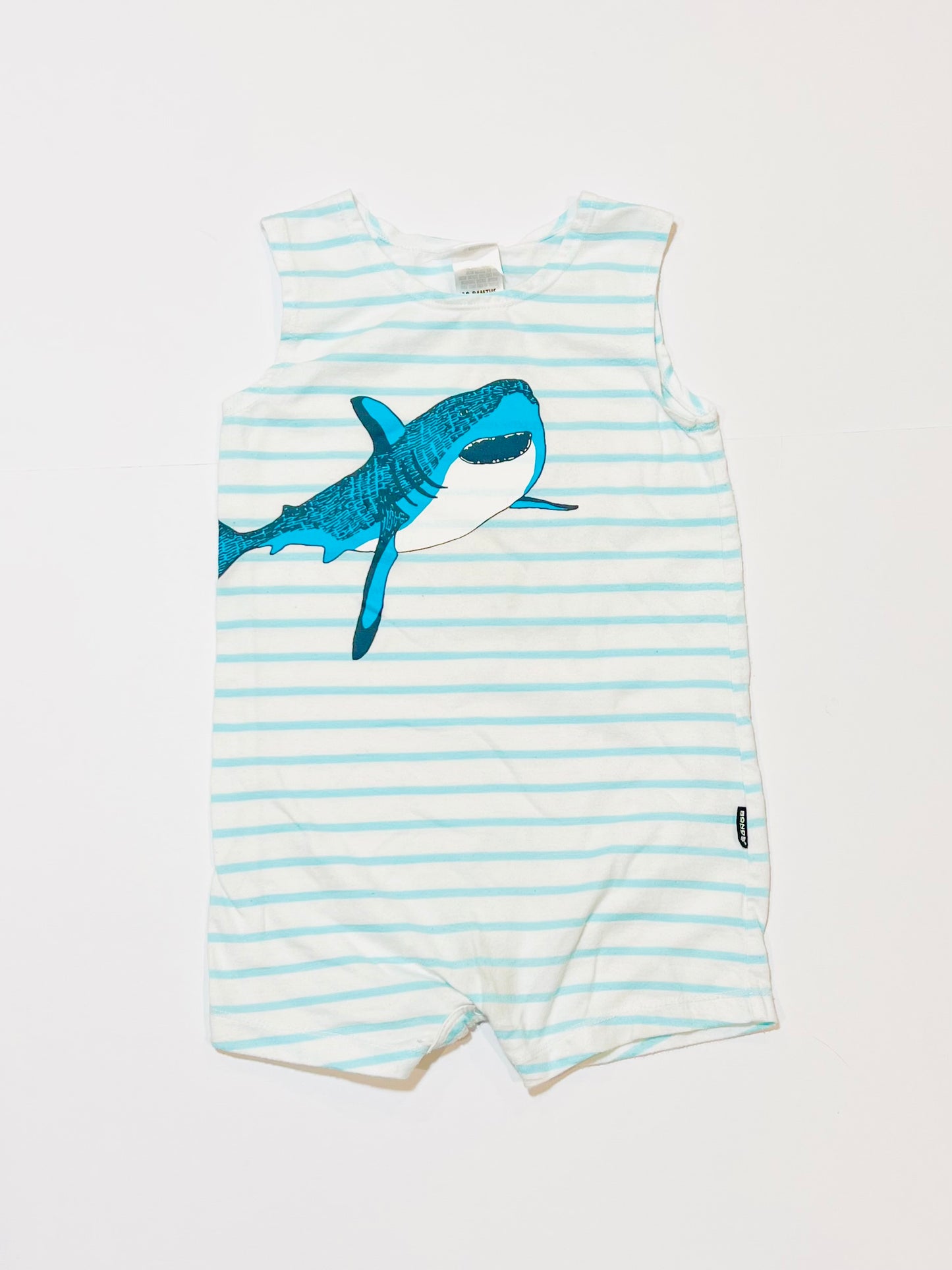 Striped shark romper - Size 2