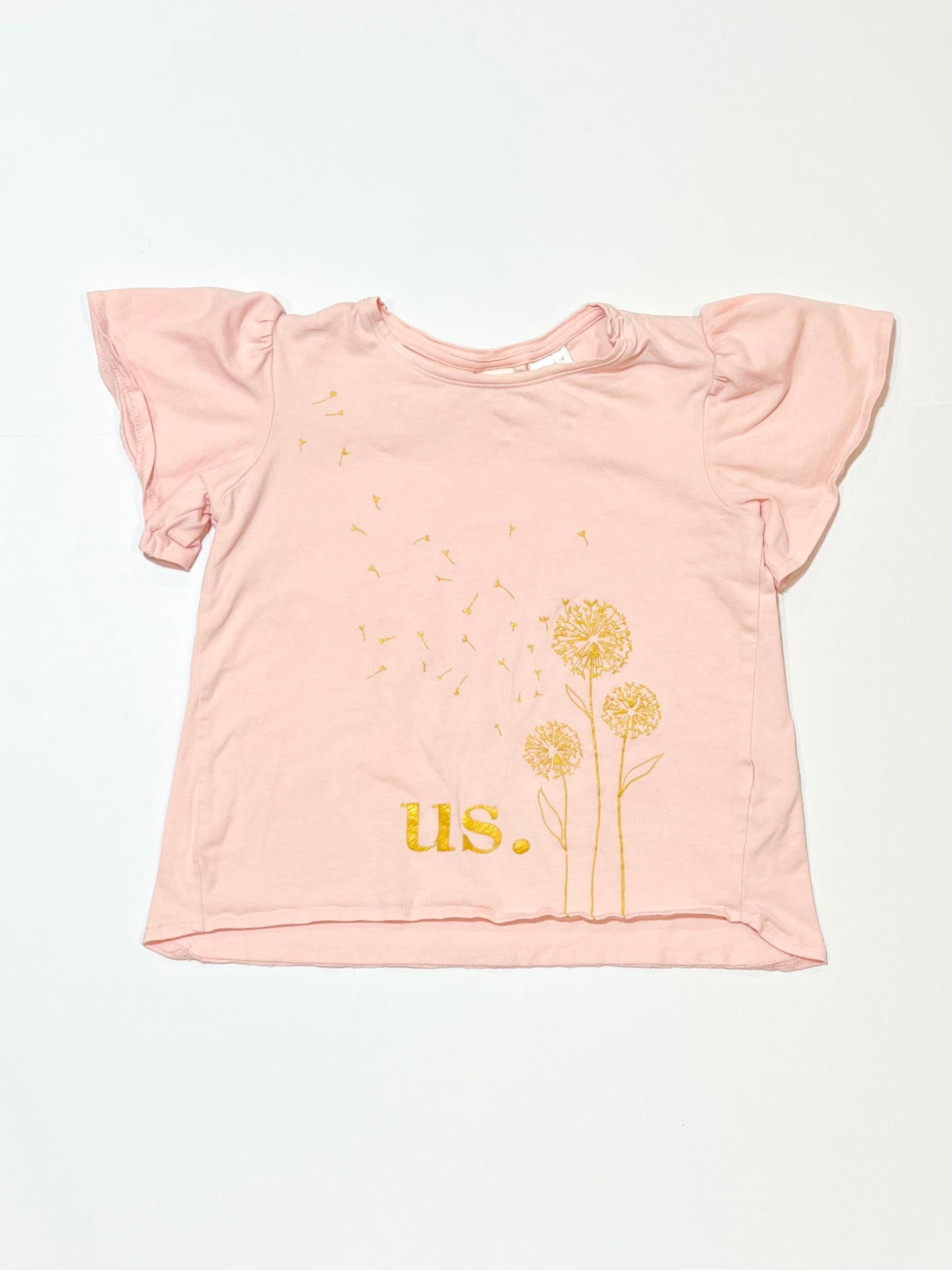 Pink flutter sleeve tee - Size 3-4