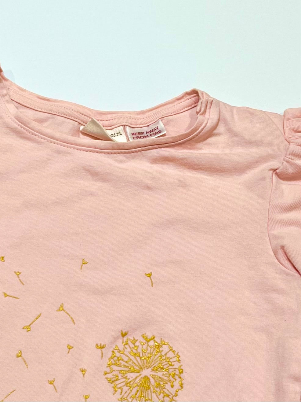 Pink flutter sleeve tee - Size 3-4
