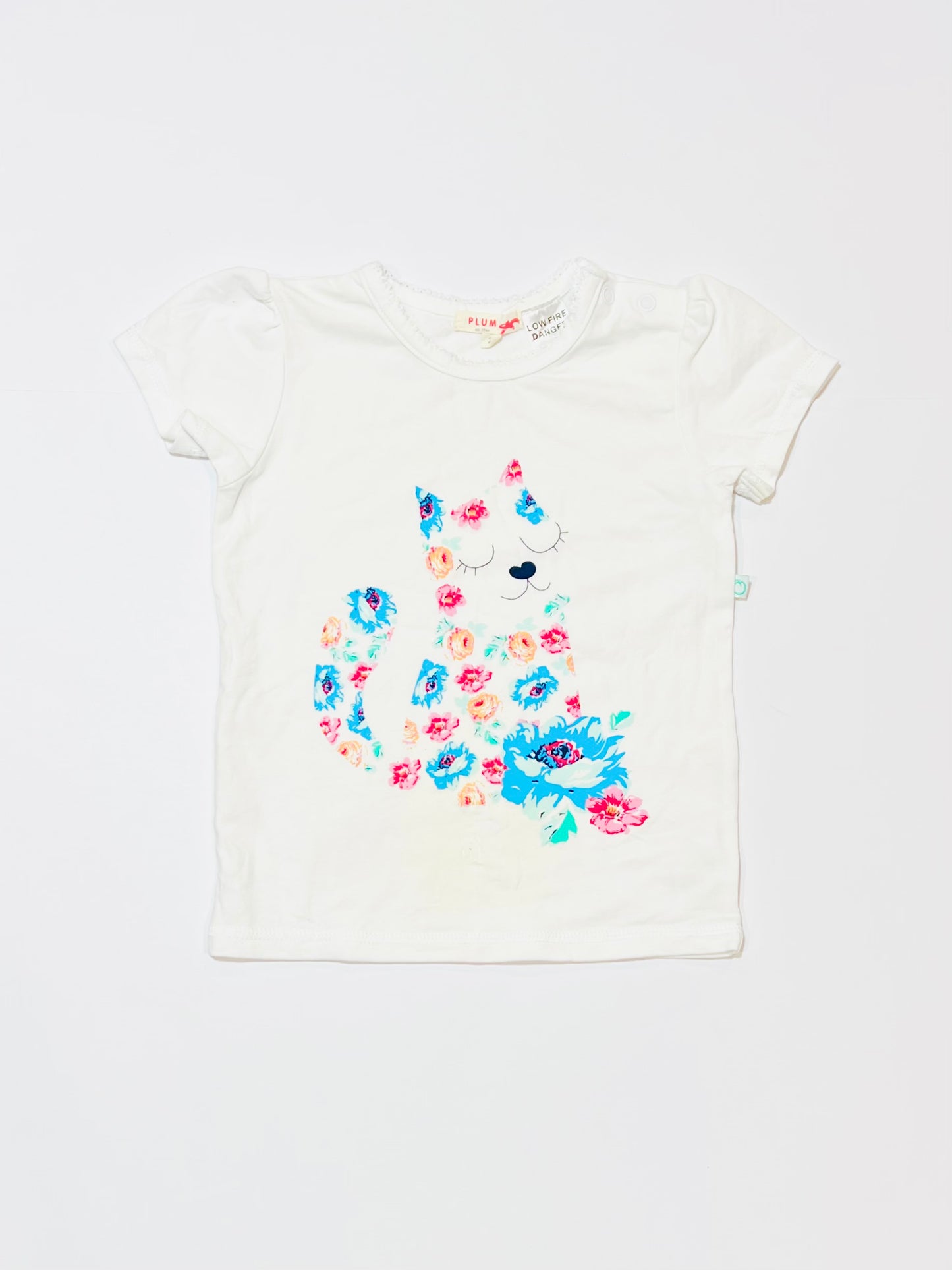 Floral cat tee - Size 2