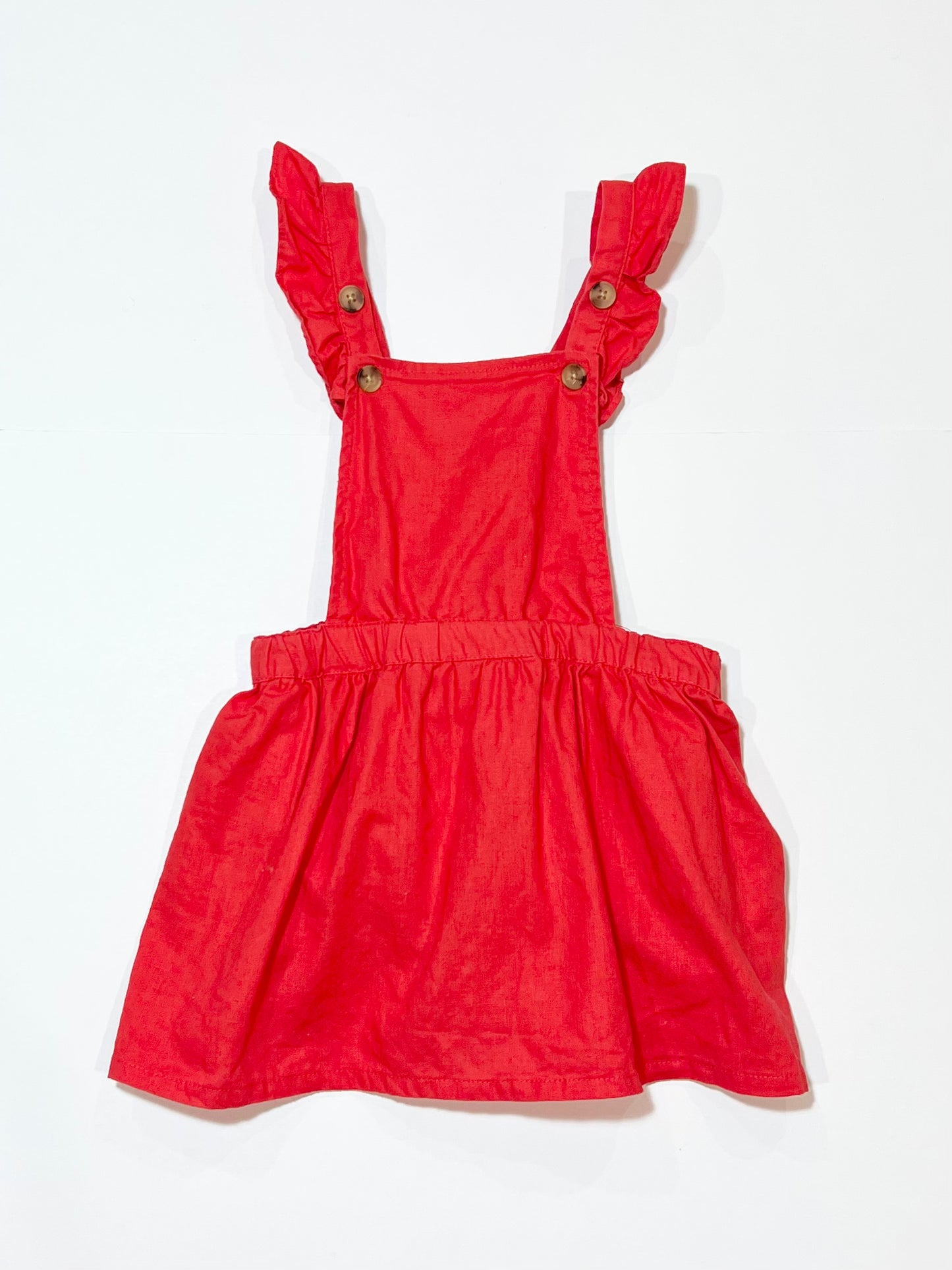 Red linen pinafore - Size 2