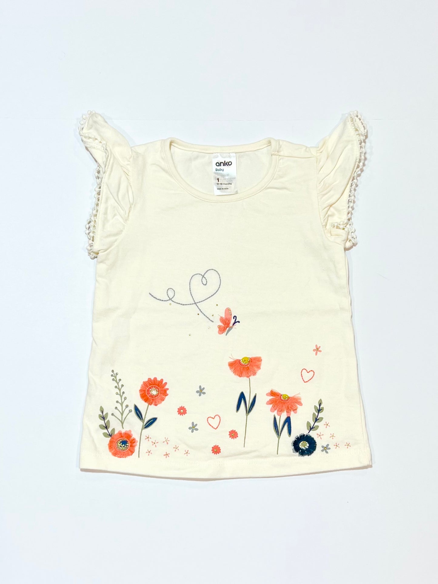 White butterfly tee - Size 1