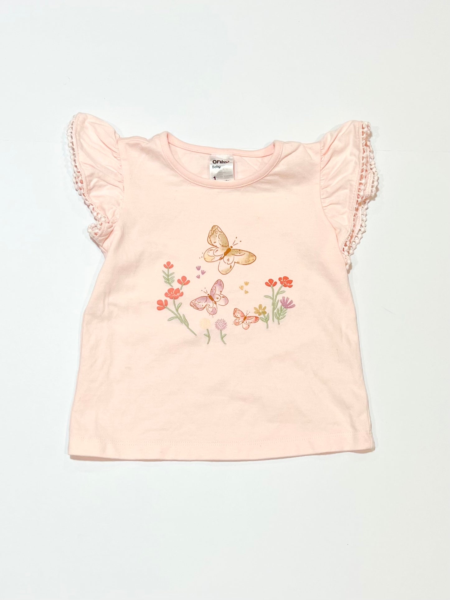 Pink butterfly tee - Size 1
