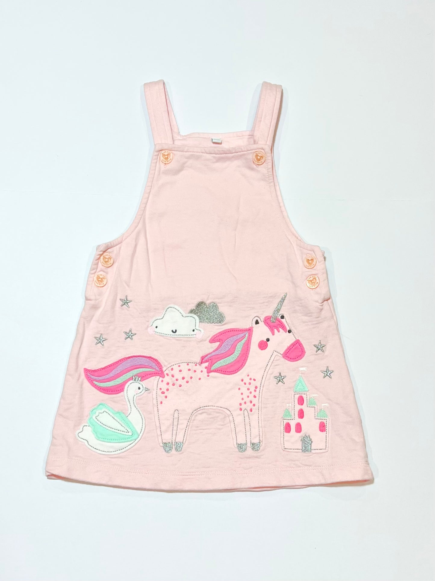 Pink unicorn pinafore - Size 1