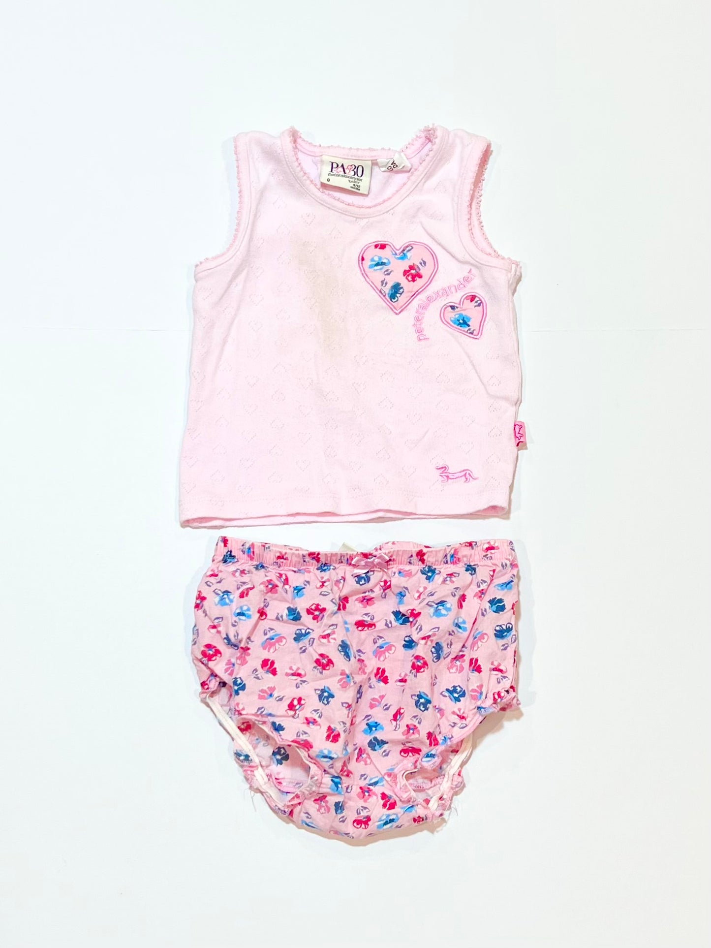 Pink floral pyjamas - Size 9-12 months