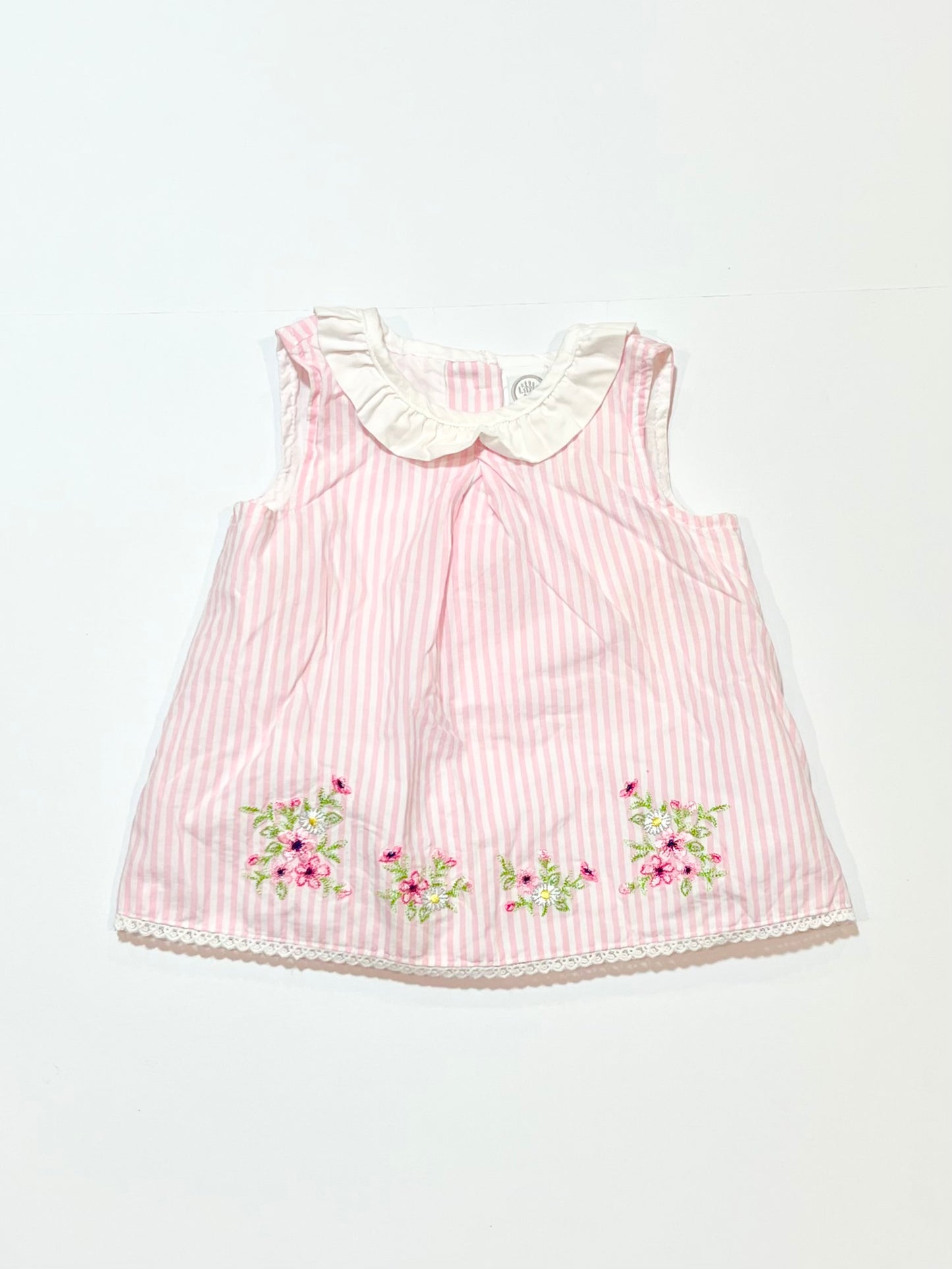 Striped embroidered top - Size 6-9 months