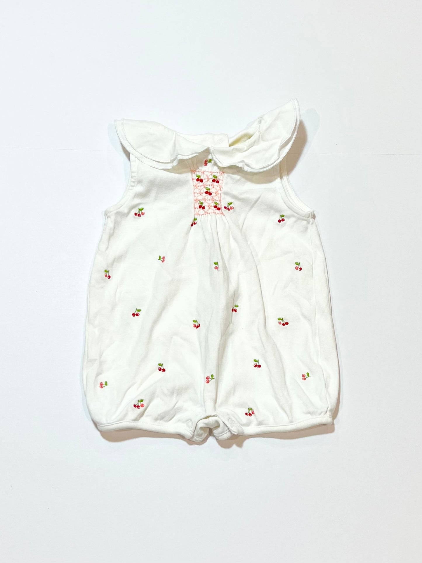 Embroidered cherry romper - Size 00
