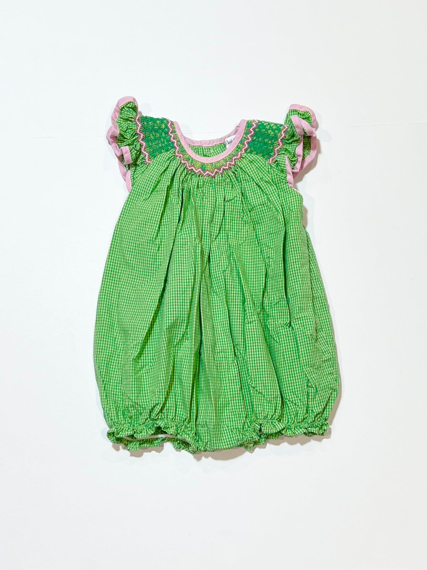 Green smocked romper - Size 000
