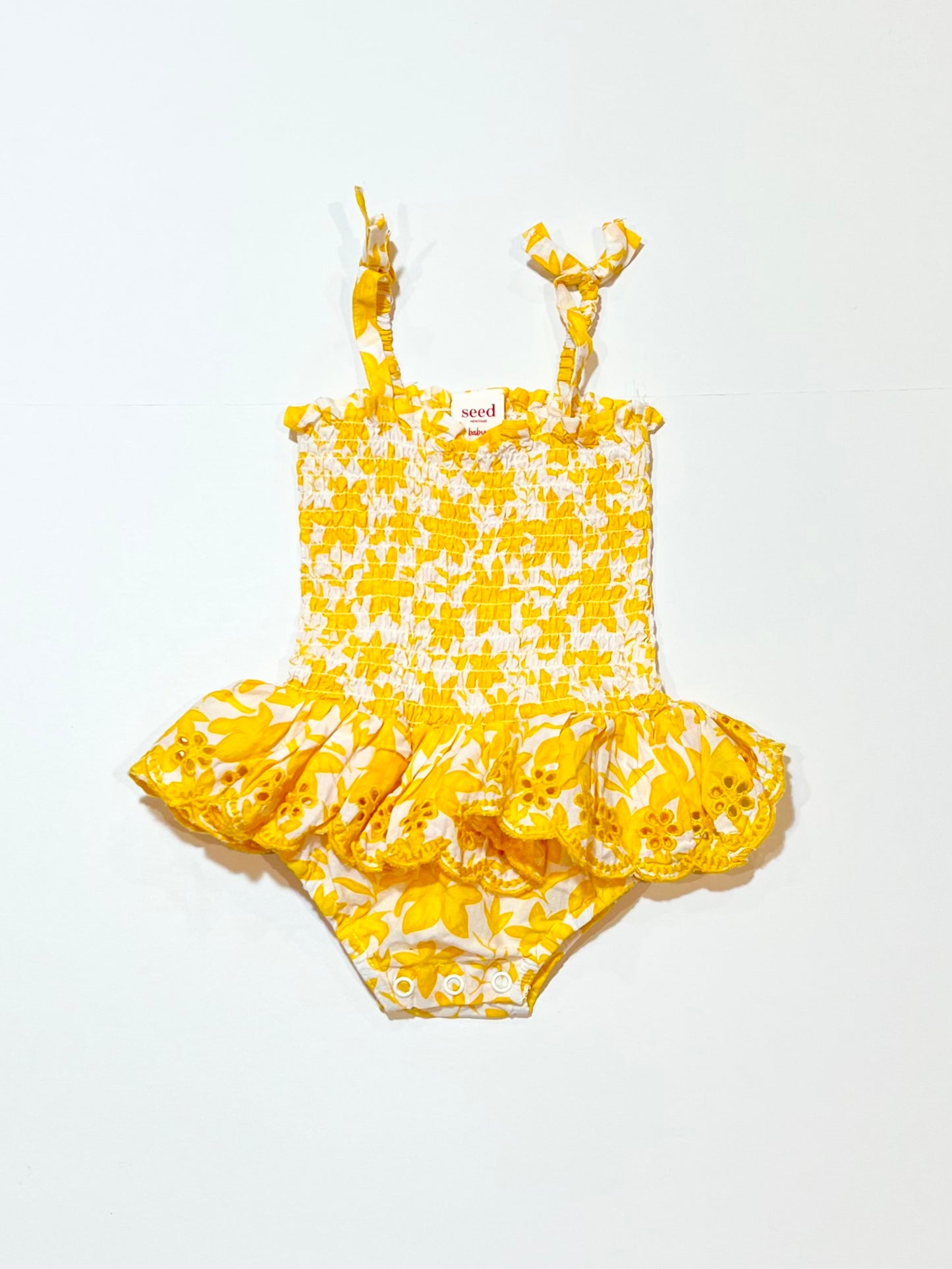 Yellow cutwork romper - Size 00