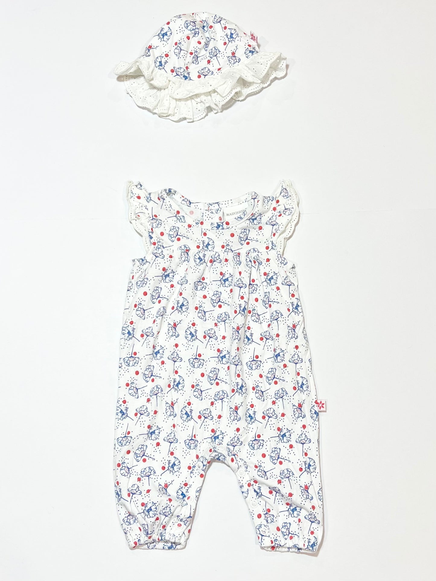 Floral jumpsuit with hat - Size 000