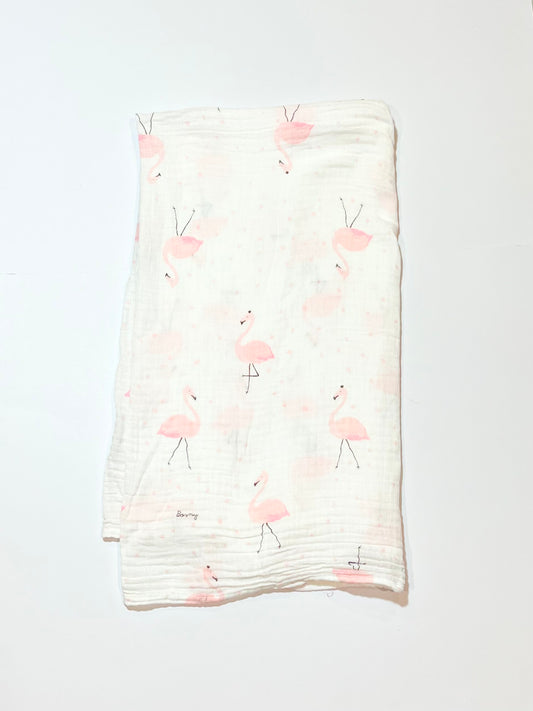 Flamingo cotton muslin wrap