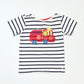 Striped fire truck tee - Size 2