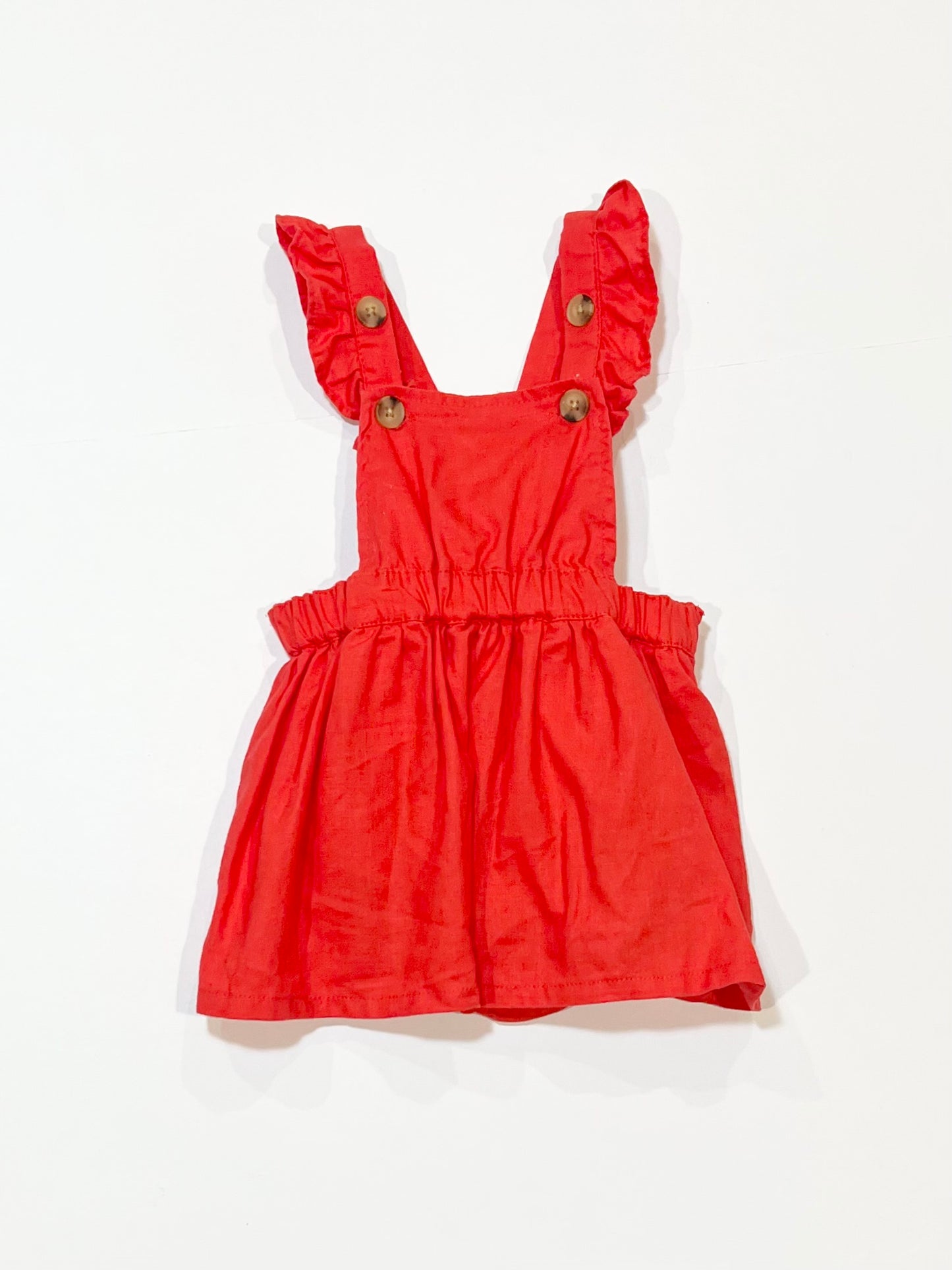 Red linen pinafore - Size 000
