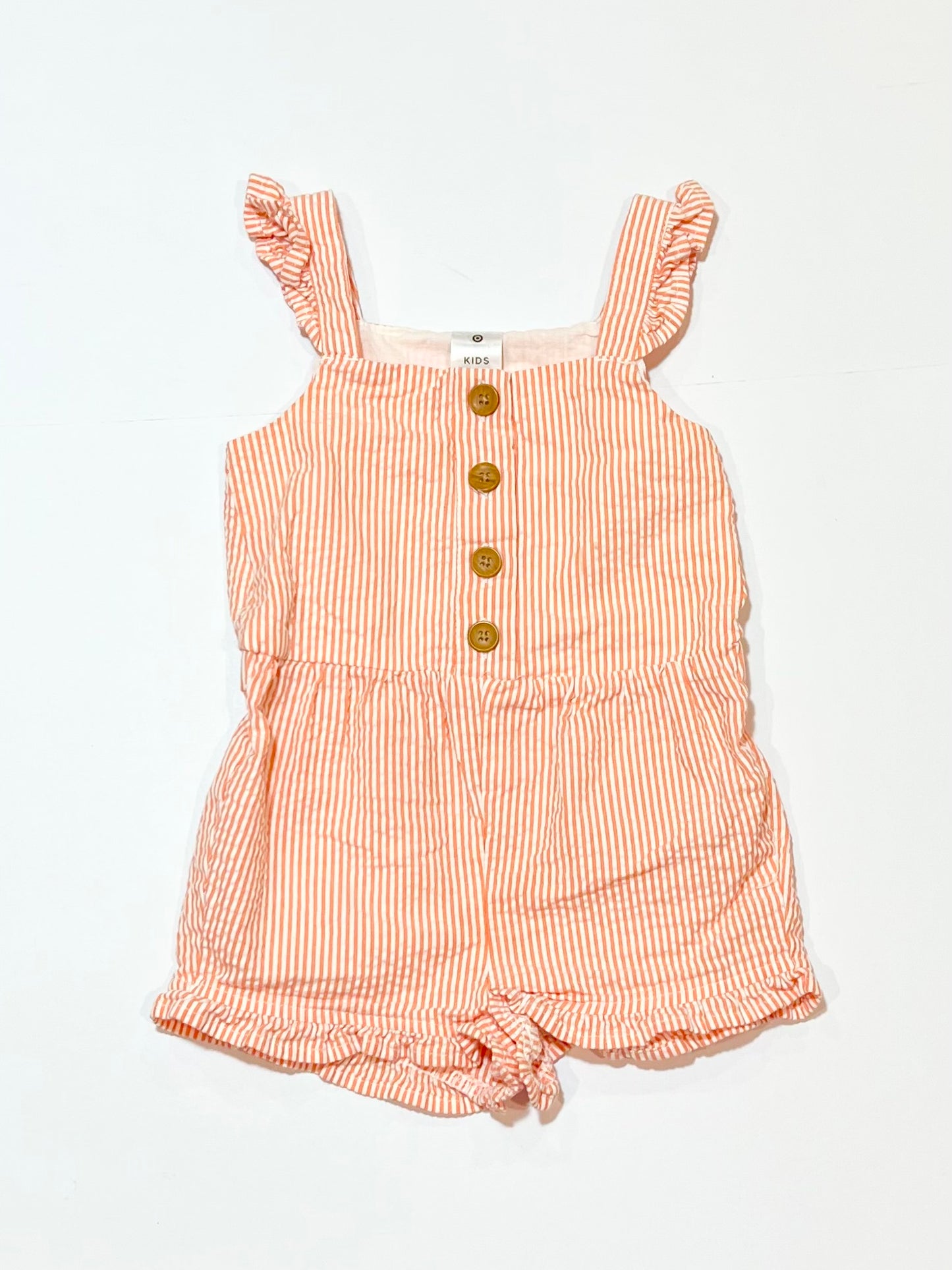Orange seersucker playsuit - Size 2