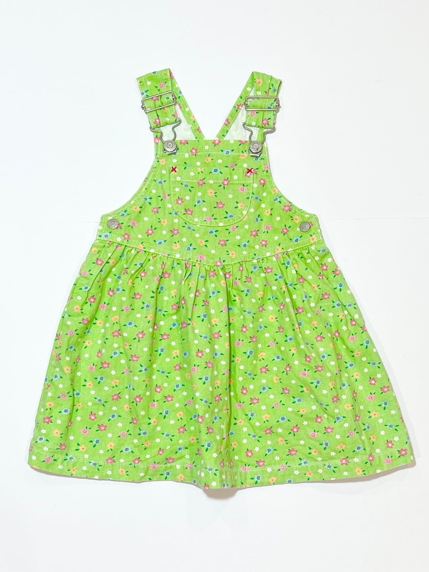 Floral denim pinafore - Size 2-3