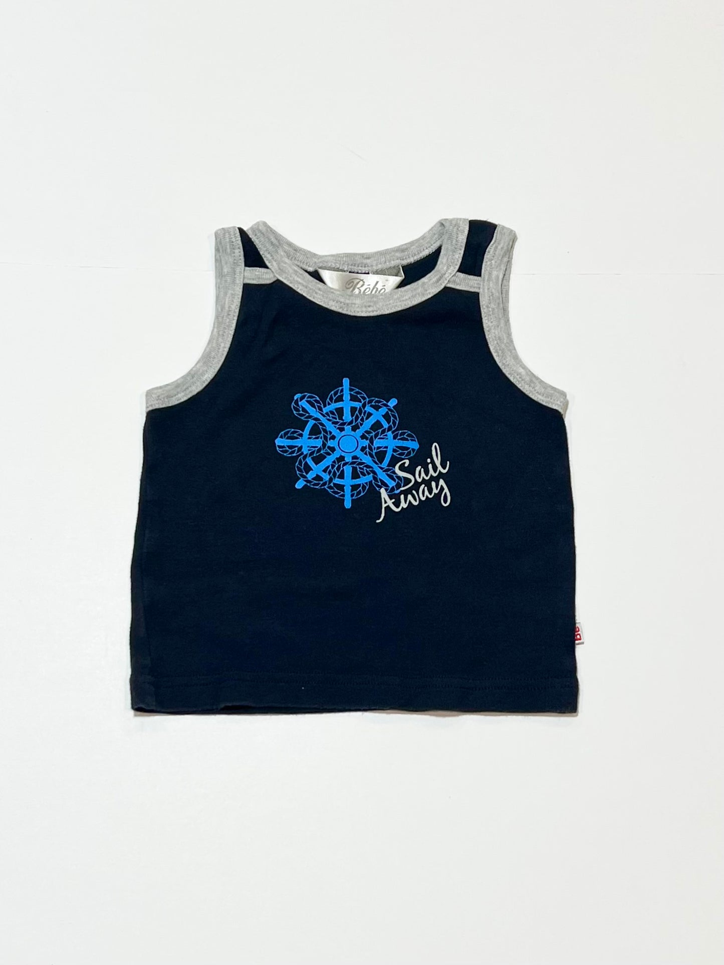 Ribbed navy tank - Size 6-9 months