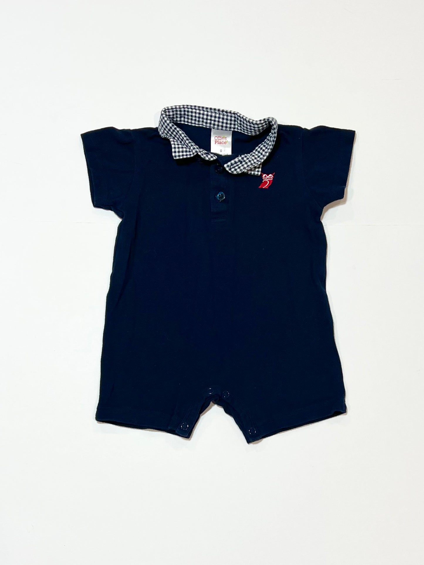 Navy polo romper - Size 0