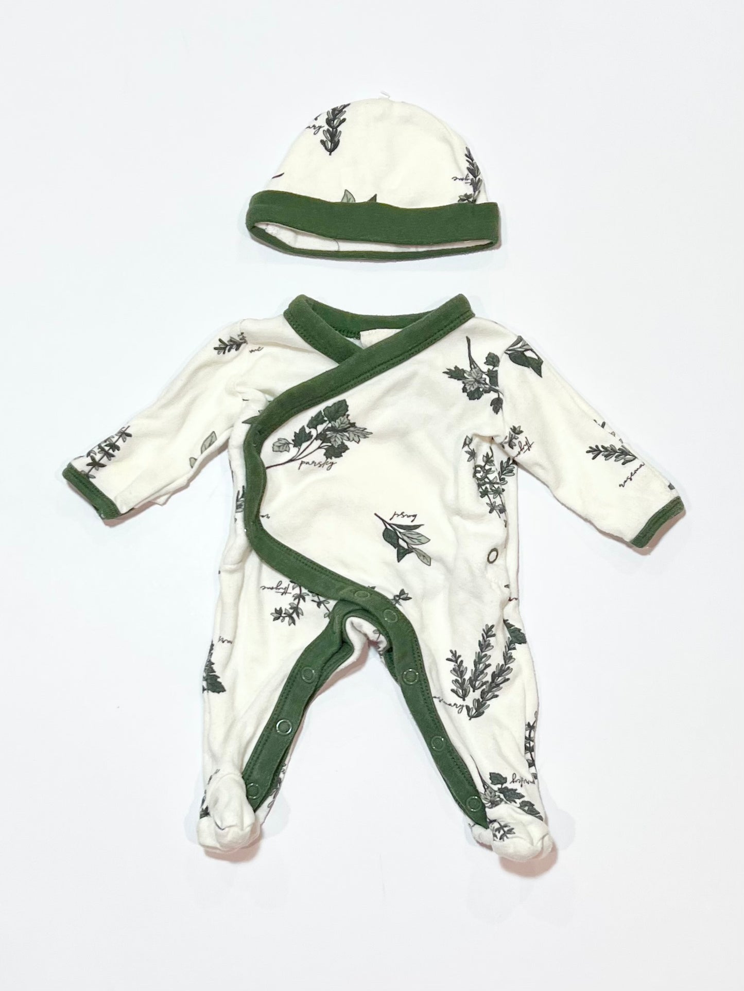 Herbs onesie with beanie - Size 00000