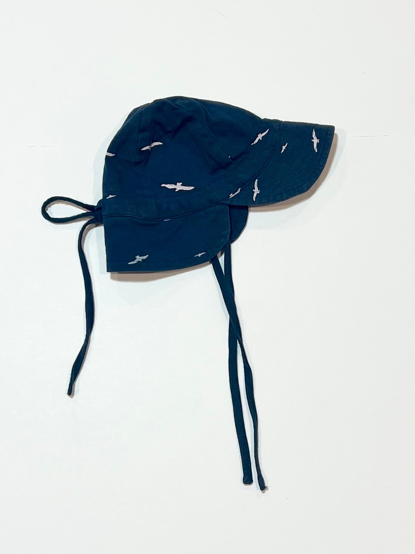 Navy soft flap hat - Size newborn