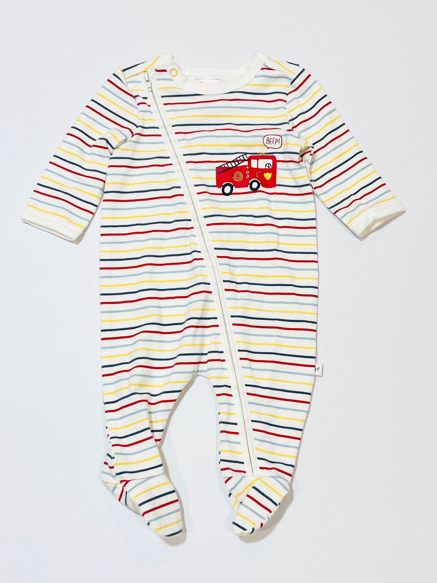 Fire truck zip onesie - Size 0000