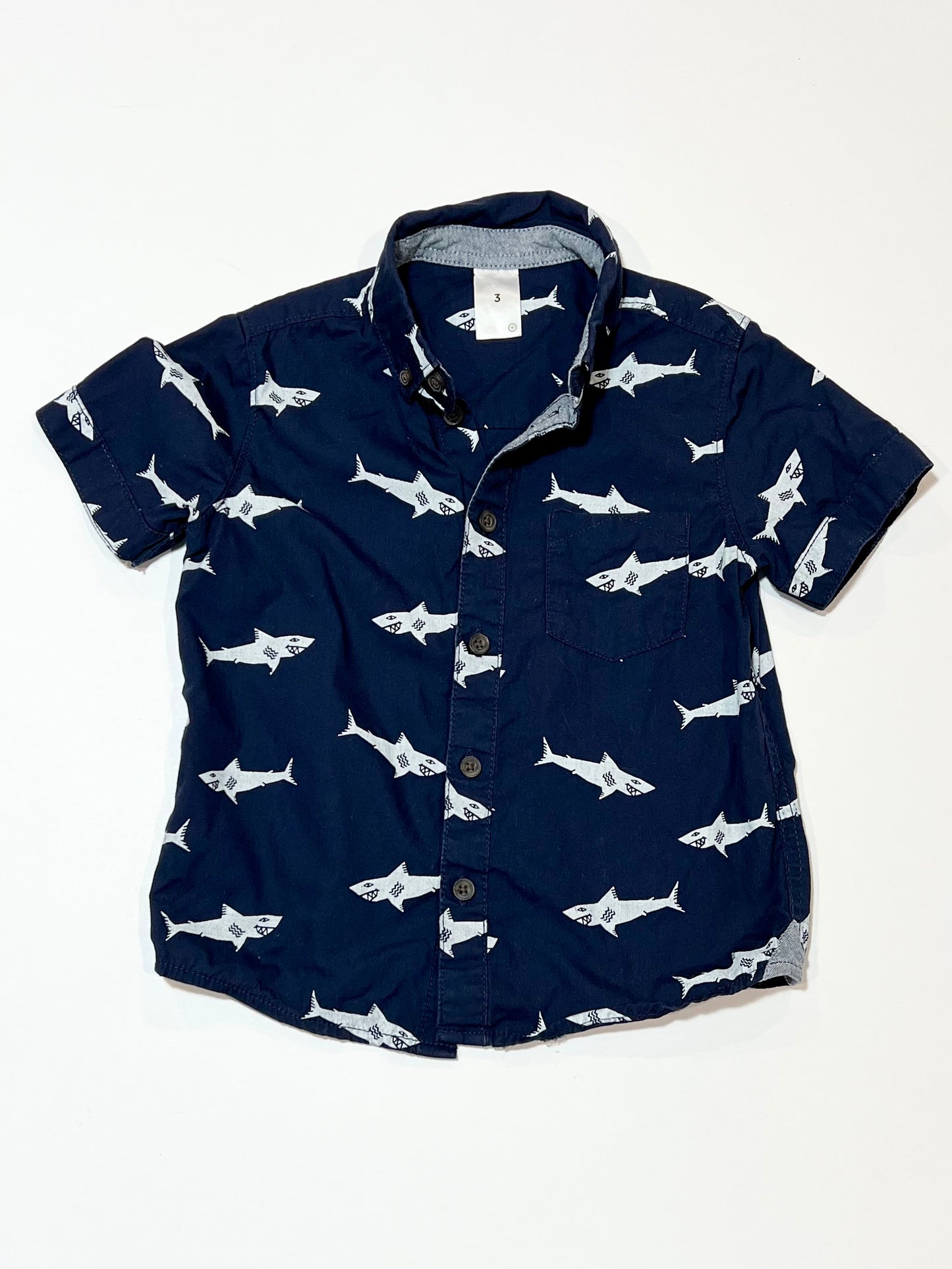 Navy sharks shirt - Size 3