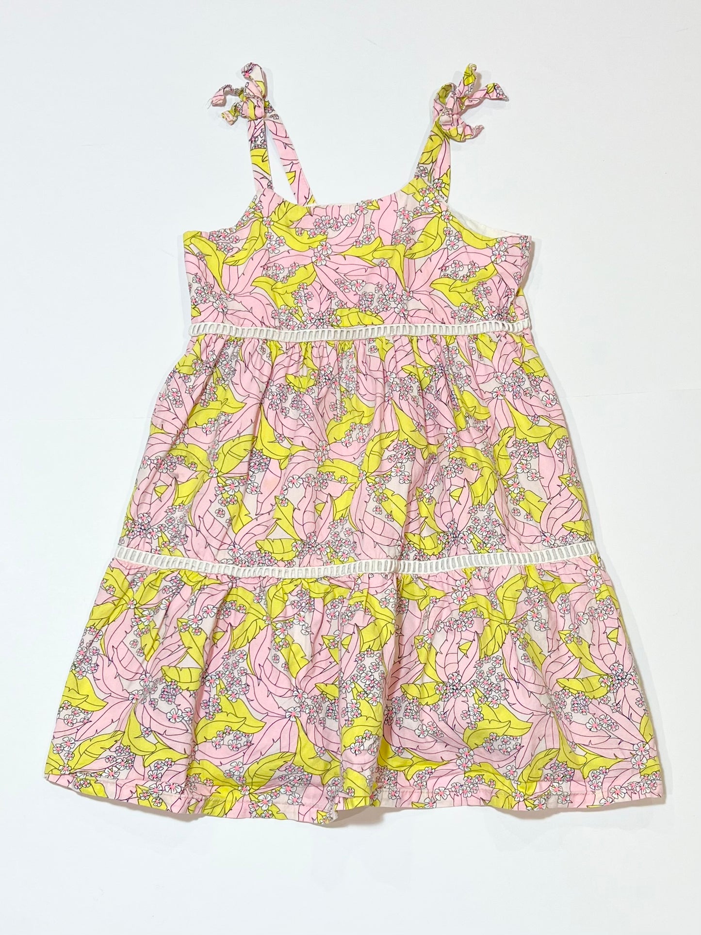 Pink leafy dress - Size 3
