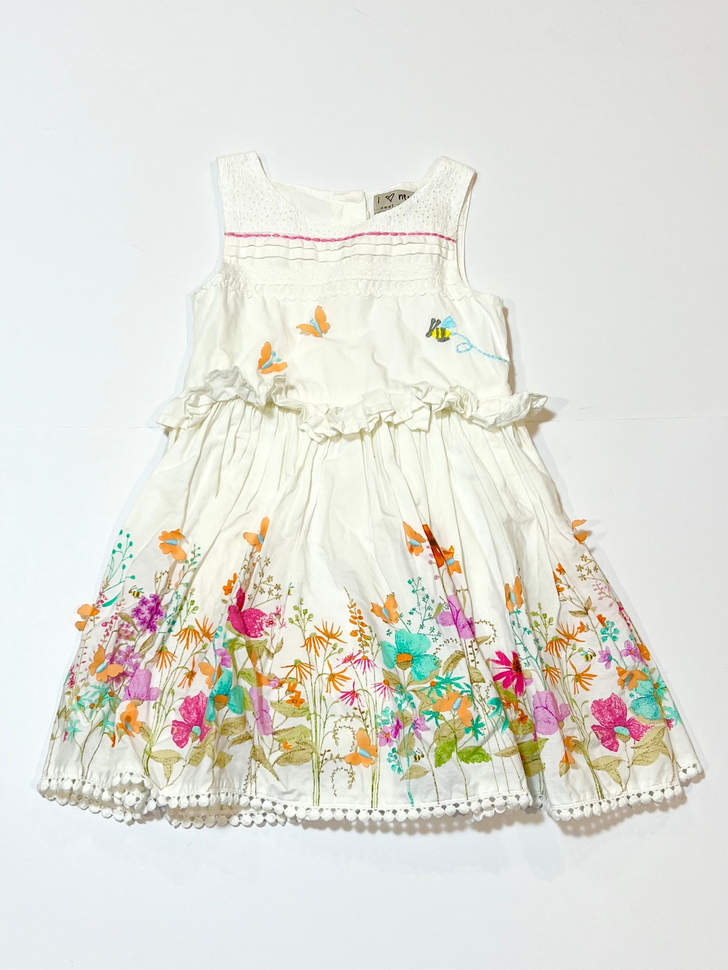 White floral dress - Size 9-12 months