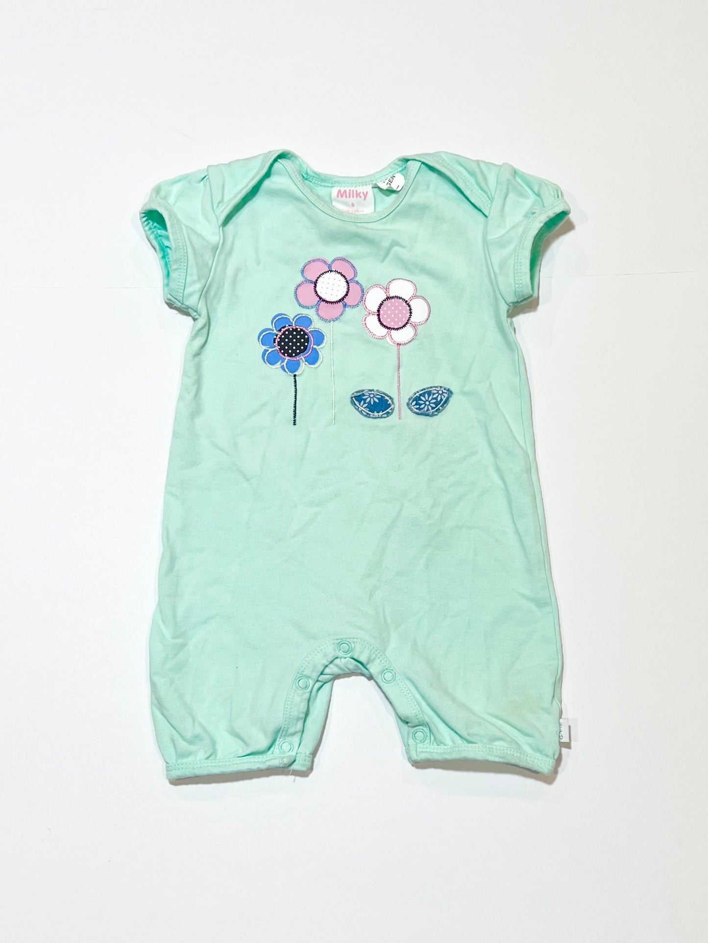 Green flower romper - Size 0