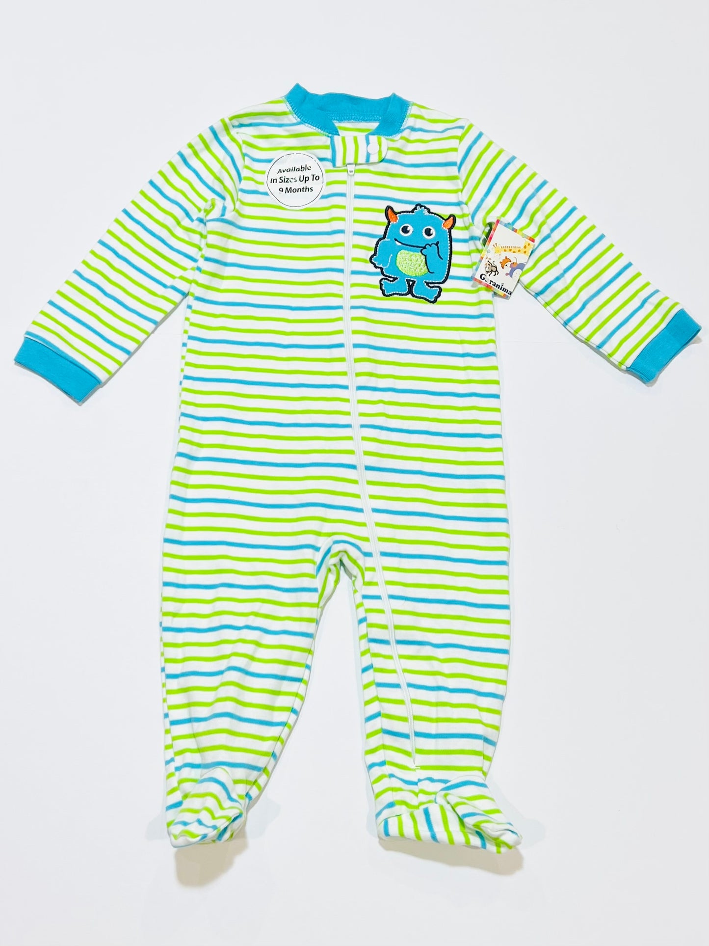 Striped zip onesie brand new - Size 6-9 months