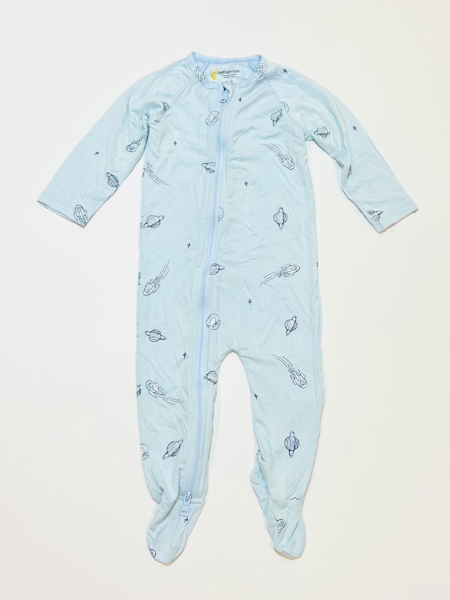 Blue bamboo zip onesie - Size 0