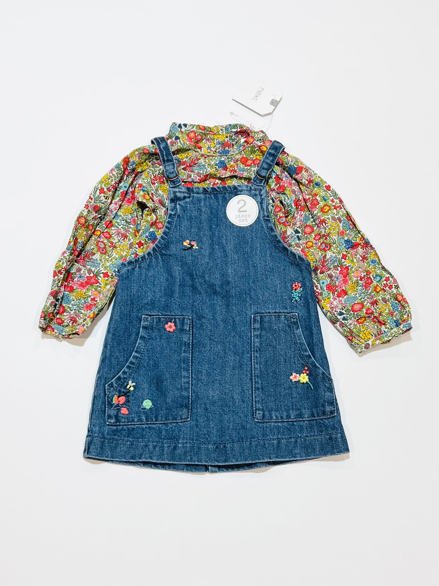 Denim pinafore set brand new - Size 6-9 months