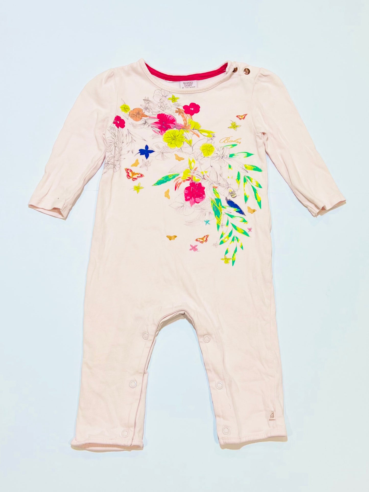 Pink floral onesie - Size 0