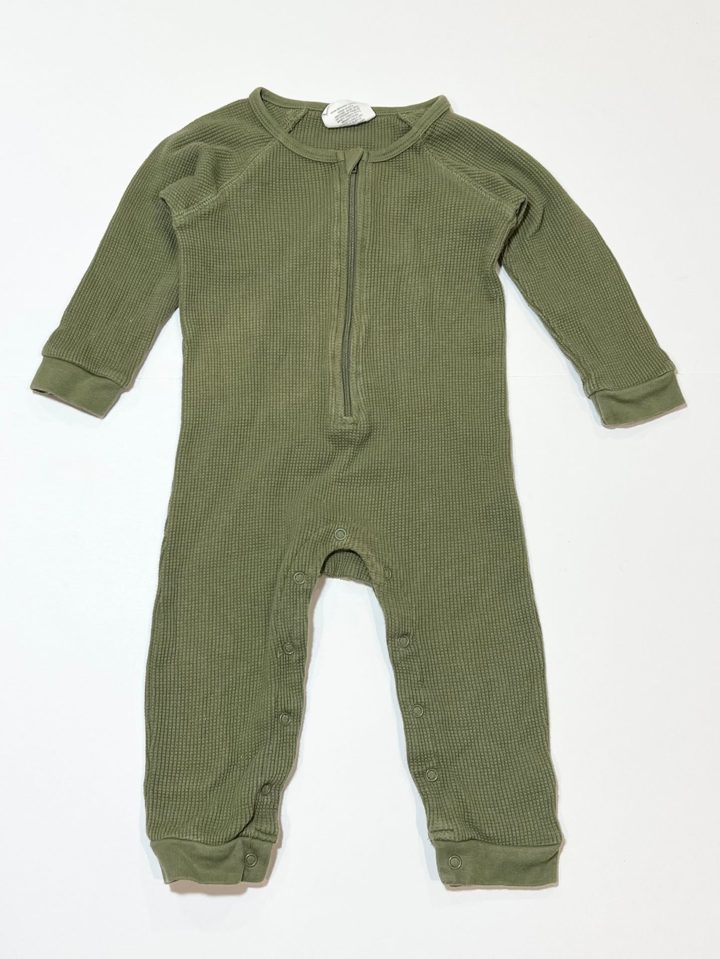 Green waffle onesie - Size 1